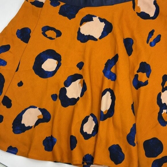 Phillip Lim Flare Skirt Womens Size 14 Orange Leopard Print Bold Animal Pattern - Picture 2 of 7